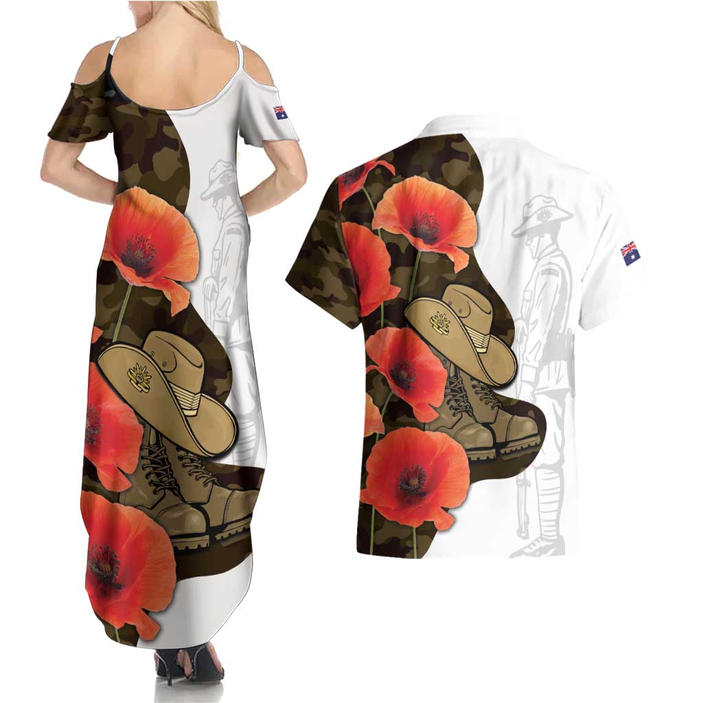 Australia ANZAC Day Couples Matching Summer Maxi Dress and Hawaiian Shirt Boots And Slouch Hat Lest We Forget - Aussie Hoodie