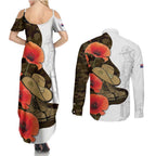 Australia ANZAC Day Couples Matching Summer Maxi Dress and Long Sleeve Button Shirt Boots And Slouch Hat Lest We Forget - Aussie Hoodie