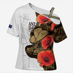 Australia ANZAC Day Cross Shoulder Shirt Boots And Slouch Hat Lest We Forget - Aussie Hoodie