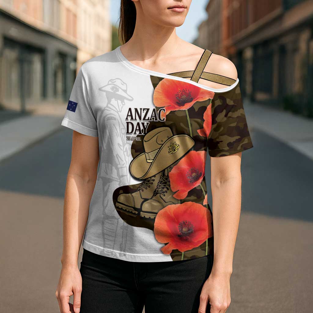 Australia ANZAC Day Cross Shoulder Shirt Boots And Slouch Hat Lest We Forget - Aussie Hoodie