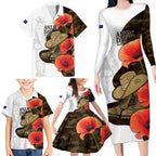 Australia ANZAC Day Family Matching Long Sleeve Bodycon Dress and Hawaiian Shirt Boots And Slouch Hat Lest We Forget