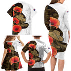 Australia ANZAC Day Family Matching Long Sleeve Bodycon Dress and Hawaiian Shirt Boots And Slouch Hat Lest We Forget