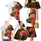 Australia ANZAC Day Family Matching Mermaid Dress and Hawaiian Shirt Boots And Slouch Hat Lest We Forget
