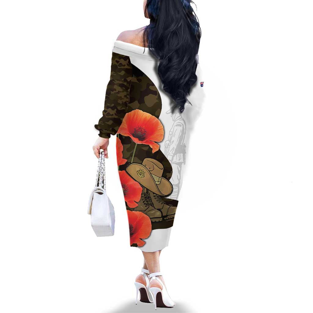 Australia ANZAC Day Family Matching Off The Shoulder Long Sleeve Dress and Hawaiian Shirt Boots And Slouch Hat Lest We Forget