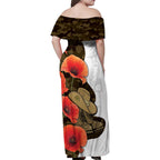 Australia ANZAC Day Family Matching Off Shoulder Maxi Dress and Hawaiian Shirt Boots And Slouch Hat Lest We Forget