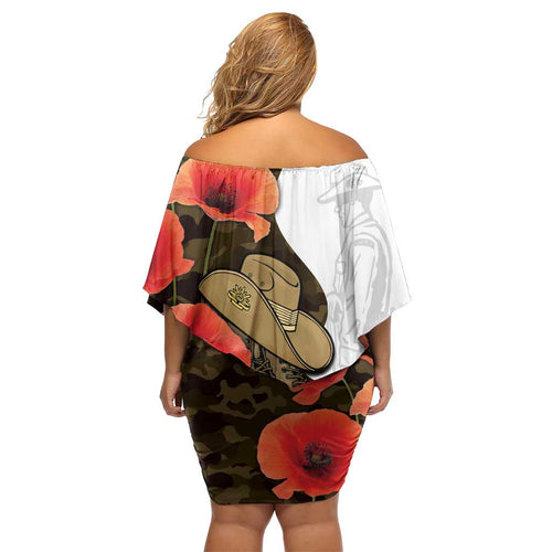 Australia ANZAC Day Family Matching Off Shoulder Short Dress and Hawaiian Shirt Boots And Slouch Hat Lest We Forget