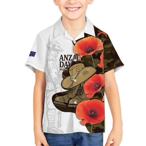 Australia ANZAC Day Family Matching Puletasi and Hawaiian Shirt Boots And Slouch Hat Lest We Forget