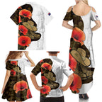Australia ANZAC Day Family Matching Summer Maxi Dress and Hawaiian Shirt Boots And Slouch Hat Lest We Forget