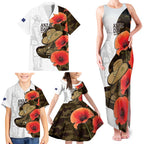 Australia ANZAC Day Family Matching Tank Maxi Dress and Hawaiian Shirt Boots And Slouch Hat Lest We Forget