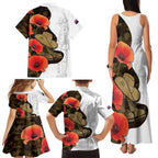 Australia ANZAC Day Family Matching Tank Maxi Dress and Hawaiian Shirt Boots And Slouch Hat Lest We Forget