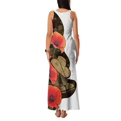 Australia ANZAC Day Family Matching Tank Maxi Dress and Hawaiian Shirt Boots And Slouch Hat Lest We Forget