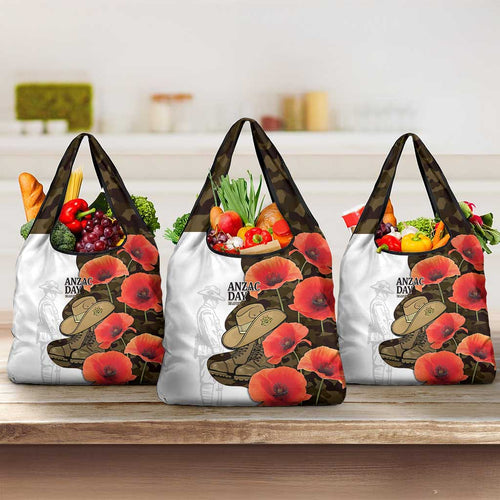 Australia ANZAC Day Grocery Bag Boots And Slouch Hat Lest We Forget - Aussie Hoodie