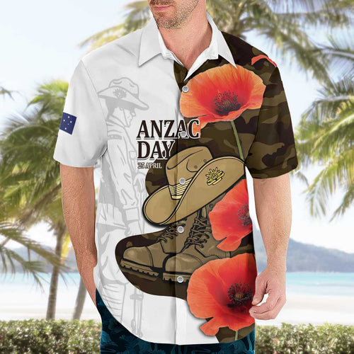 Australia ANZAC Day Hawaiian Shirt Boots And Slouch Hat Lest We Forget - Aussie Hoodie