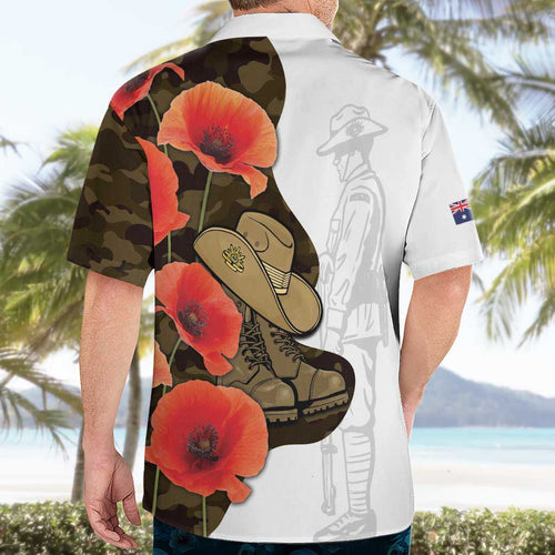 Australia ANZAC Day Hawaiian Shirt Boots And Slouch Hat Lest We Forget - Aussie Hoodie