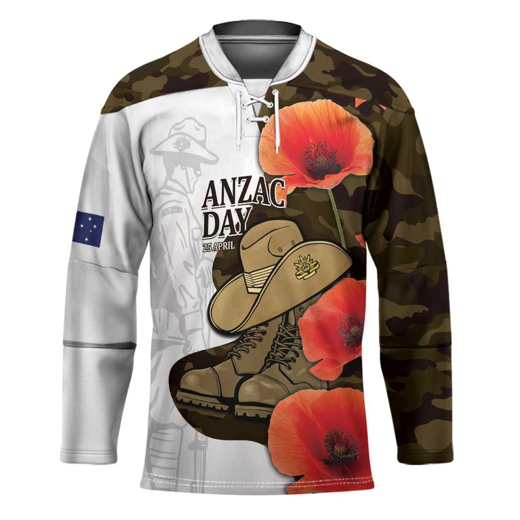 Australia ANZAC Day Hockey Jersey Boots And Slouch Hat Lest We Forget - Aussie Hoodie