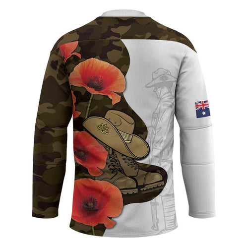 Australia ANZAC Day Hockey Jersey Boots And Slouch Hat Lest We Forget - Aussie Hoodie