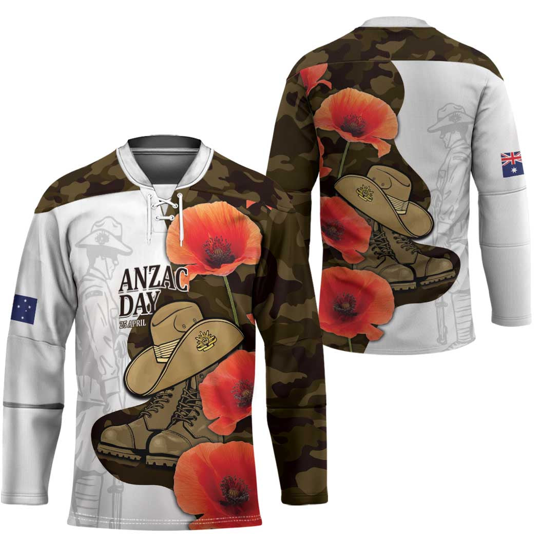 Australia ANZAC Day Hockey Jersey Boots And Slouch Hat Lest We Forget - Aussie Hoodie