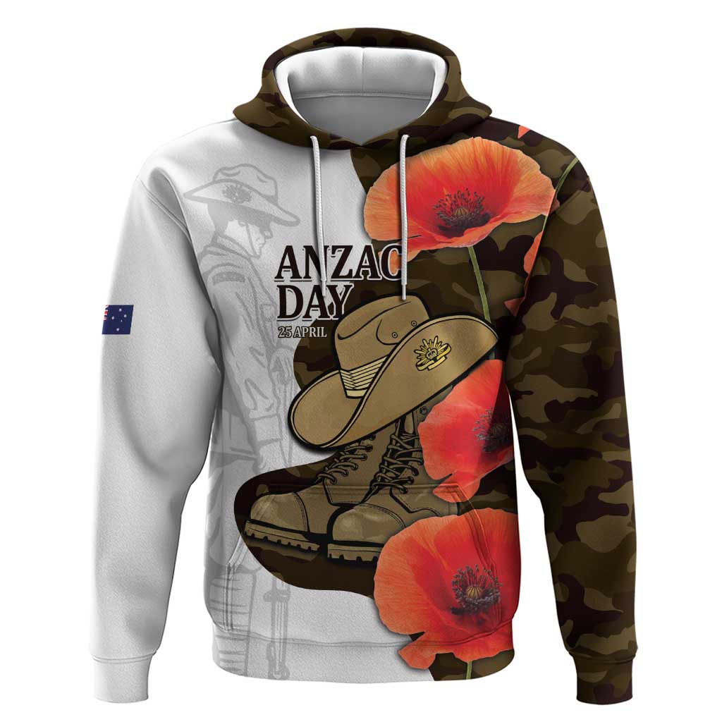 Australia ANZAC Day Hoodie Boots And Slouch Hat Lest We Forget - Aussie Hoodie