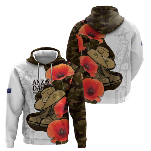 Australia ANZAC Day Hoodie Boots And Slouch Hat Lest We Forget - Aussie Hoodie