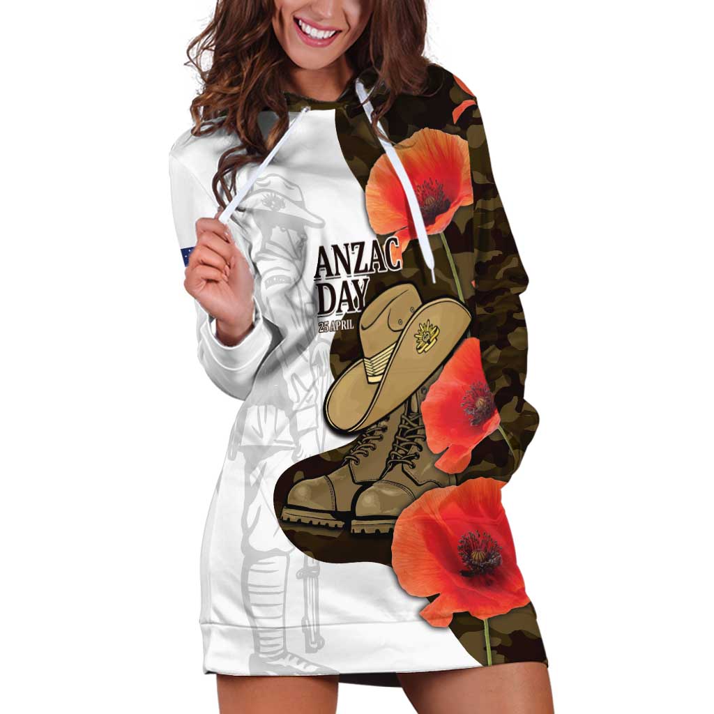Australia ANZAC Day Hoodie Dress Boots And Slouch Hat Lest We Forget - Aussie Hoodie