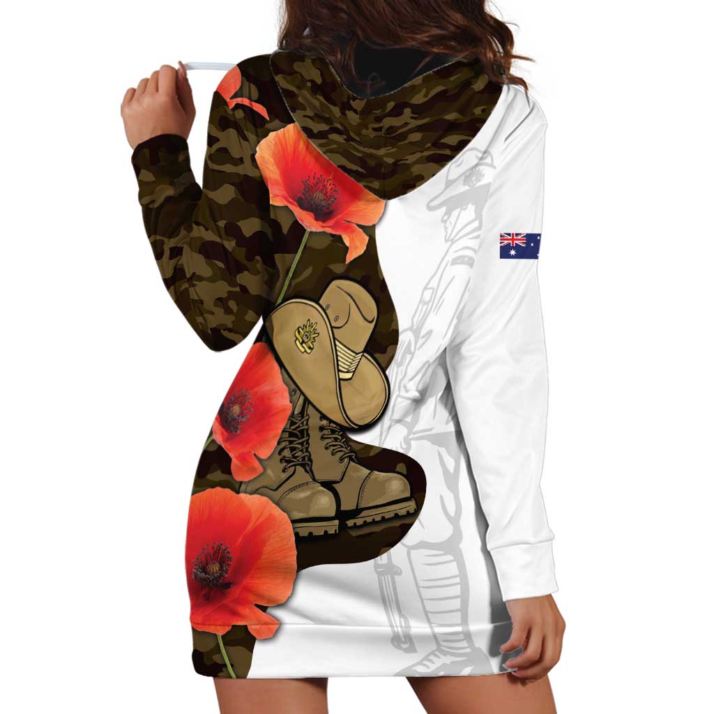 Australia ANZAC Day Hoodie Dress Boots And Slouch Hat Lest We Forget - Aussie Hoodie