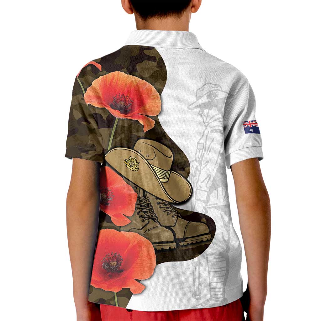 Australia ANZAC Day Kid Polo Shirt Boots And Slouch Hat Lest We Forget - Aussie Hoodie