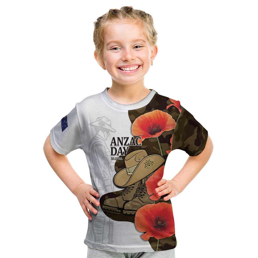 Australia ANZAC Day Kid T Shirt Boots And Slouch Hat Lest We Forget - Aussie Hoodie