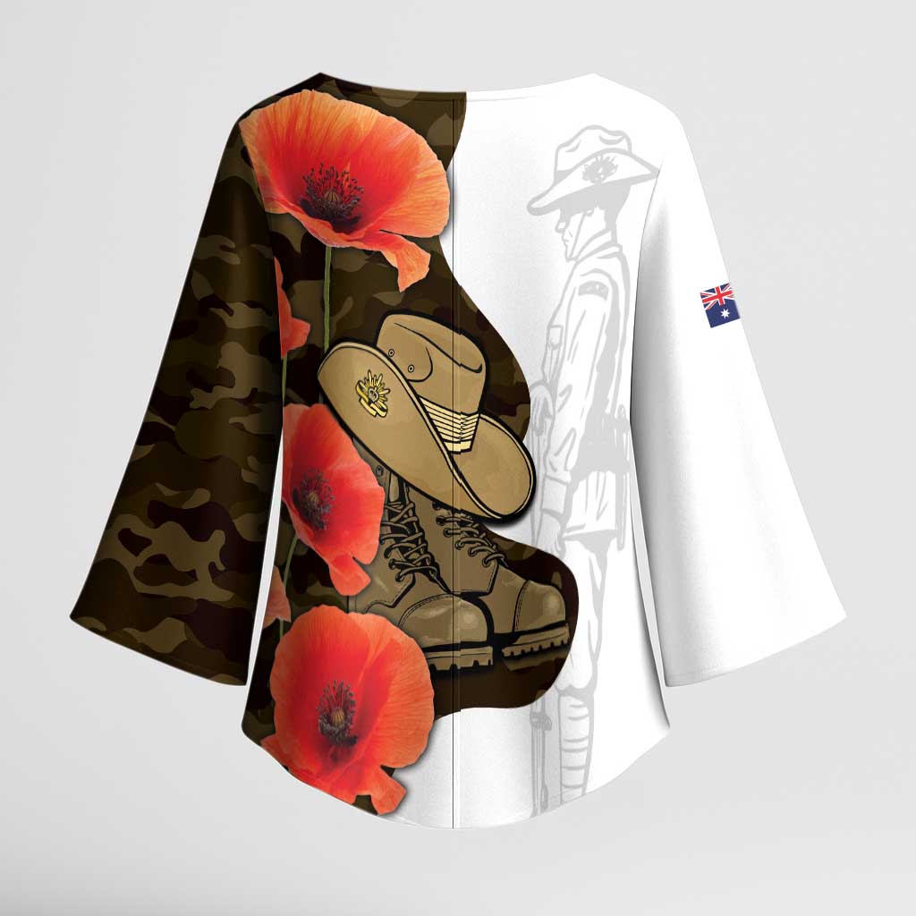 Australia ANZAC Day Kimono Sleeve Blouse Boots And Slouch Hat Lest We Forget - Aussie Hoodie