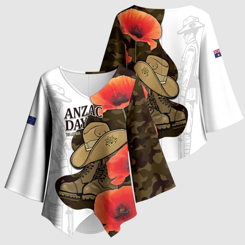 Australia ANZAC Day Kimono Sleeve Blouse Boots And Slouch Hat Lest We Forget - Aussie Hoodie