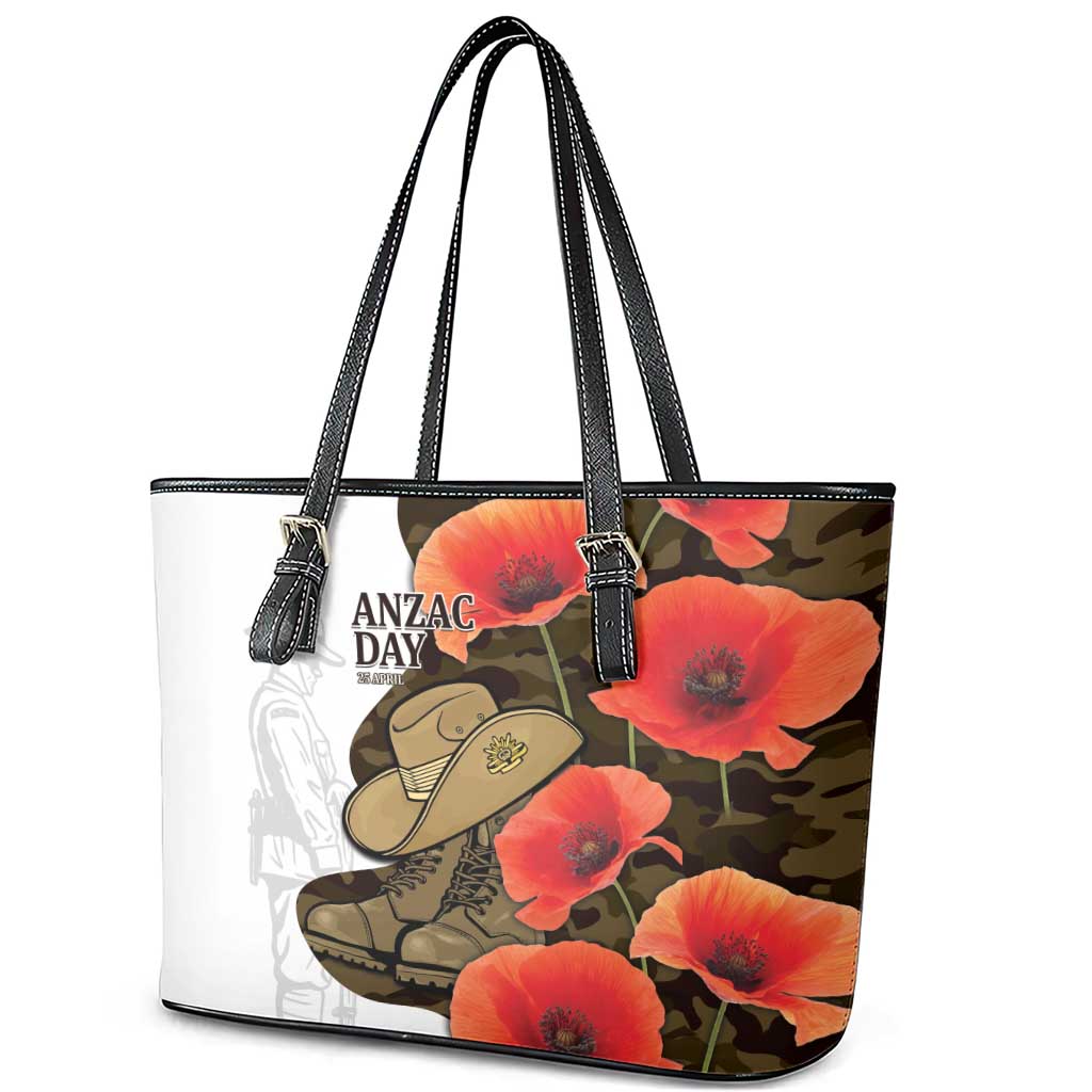 Australia ANZAC Day Leather Tote Bag Boots And Slouch Hat Lest We Forget - Aussie Hoodie