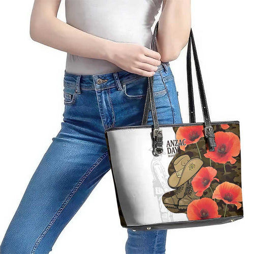 Australia ANZAC Day Leather Tote Bag Boots And Slouch Hat Lest We Forget - Aussie Hoodie