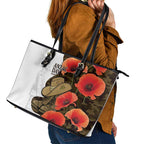 Australia ANZAC Day Leather Tote Bag Boots And Slouch Hat Lest We Forget - Aussie Hoodie