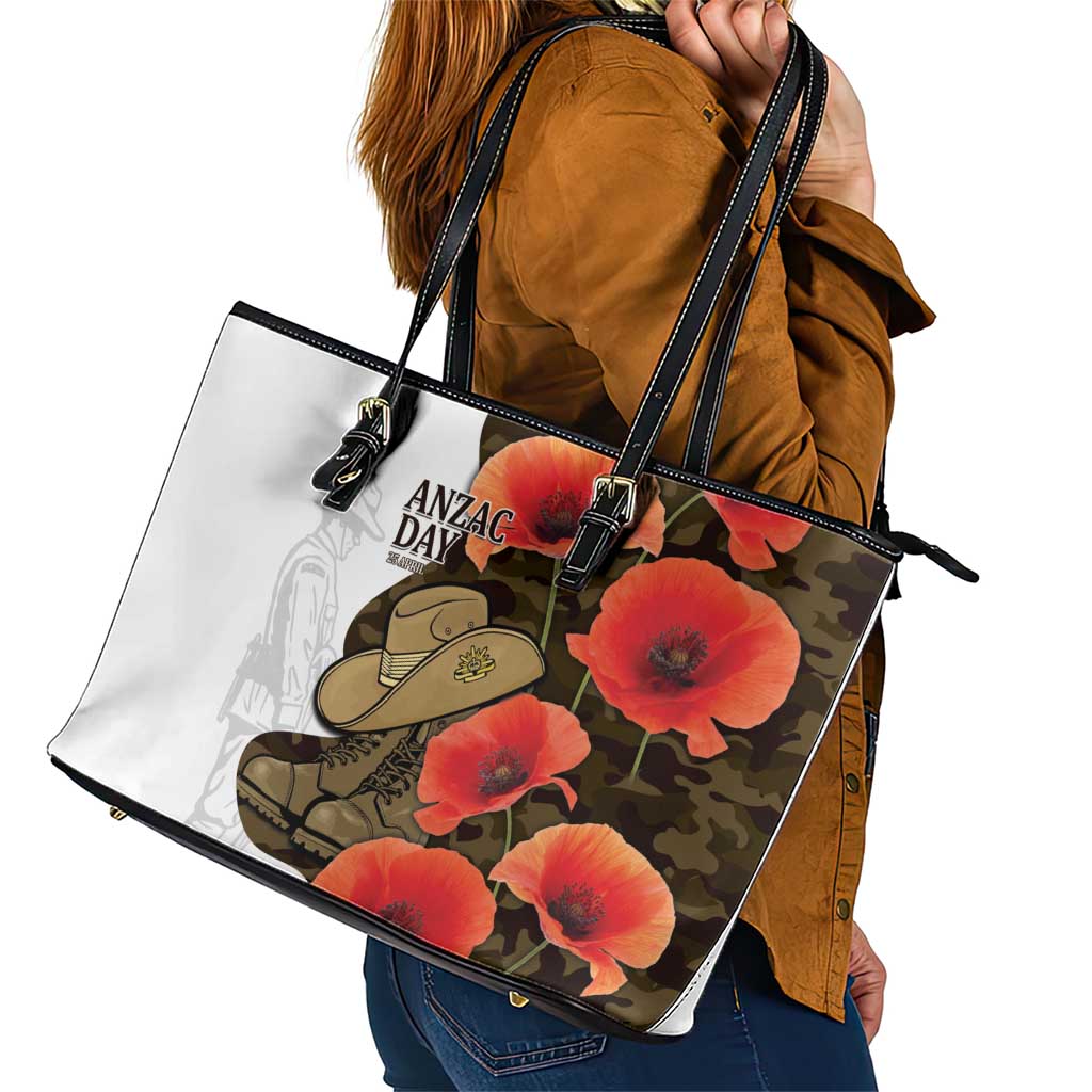 Australia ANZAC Day Leather Tote Bag Boots And Slouch Hat Lest We Forget - Aussie Hoodie