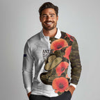 Australia ANZAC Day Long Sleeve Polo Shirt Boots And Slouch Hat Lest We Forget - Aussie Hoodie