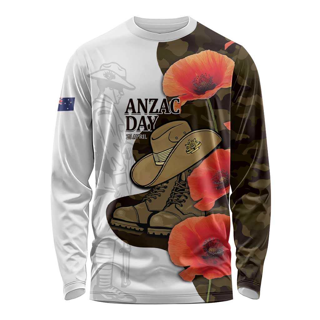 Australia ANZAC Day Long Sleeve Shirt Boots And Slouch Hat Lest We Forget - Aussie Hoodie