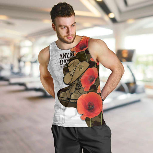 Australia ANZAC Day Men Tank Top Boots And Slouch Hat Lest We Forget - Aussie Hoodie