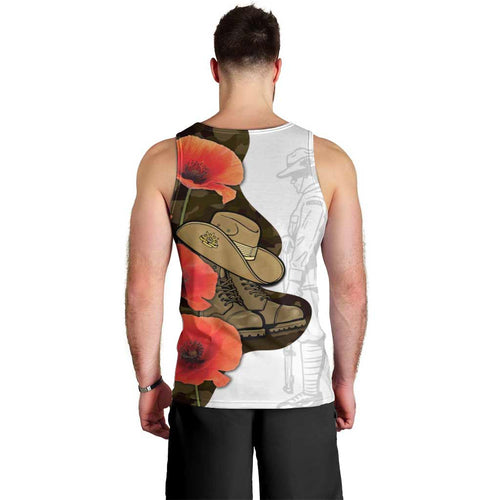 Australia ANZAC Day Men Tank Top Boots And Slouch Hat Lest We Forget - Aussie Hoodie
