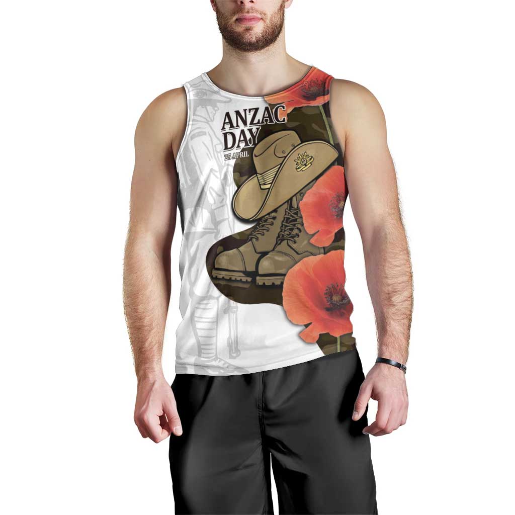 Australia ANZAC Day Men Tank Top Boots And Slouch Hat Lest We Forget - Aussie Hoodie
