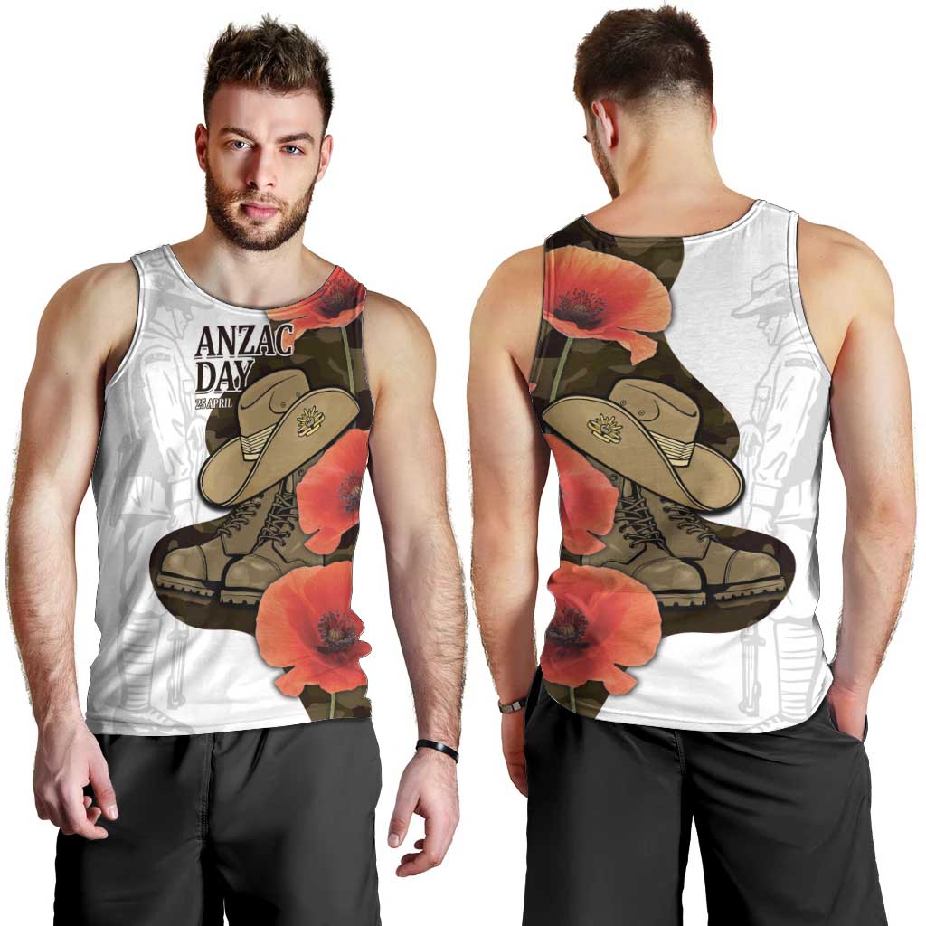 Australia ANZAC Day Men Tank Top Boots And Slouch Hat Lest We Forget - Aussie Hoodie
