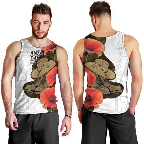 Australia ANZAC Day Men Tank Top Boots And Slouch Hat Lest We Forget - Aussie Hoodie