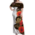 Australia ANZAC Day Off Shoulder Maxi Dress Boots And Slouch Hat Lest We Forget - Aussie Hoodie