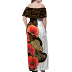 Australia ANZAC Day Off Shoulder Maxi Dress Boots And Slouch Hat Lest We Forget - Aussie Hoodie