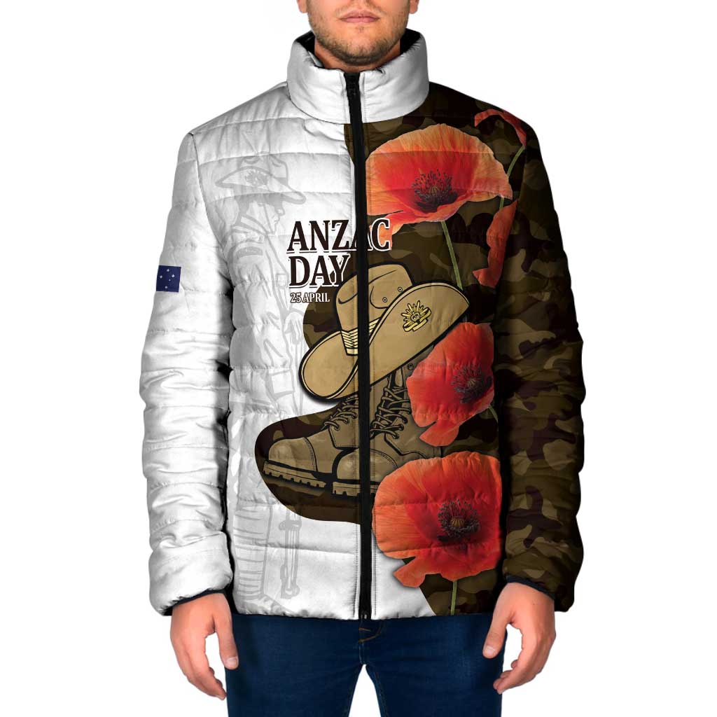 Australia ANZAC Day Padded Jacket Boots And Slouch Hat Lest We Forget - Aussie Hoodie