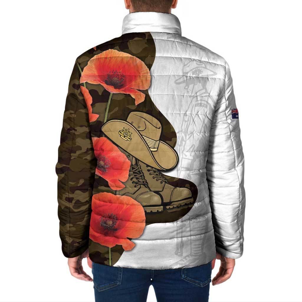 Australia ANZAC Day Padded Jacket Boots And Slouch Hat Lest We Forget - Aussie Hoodie