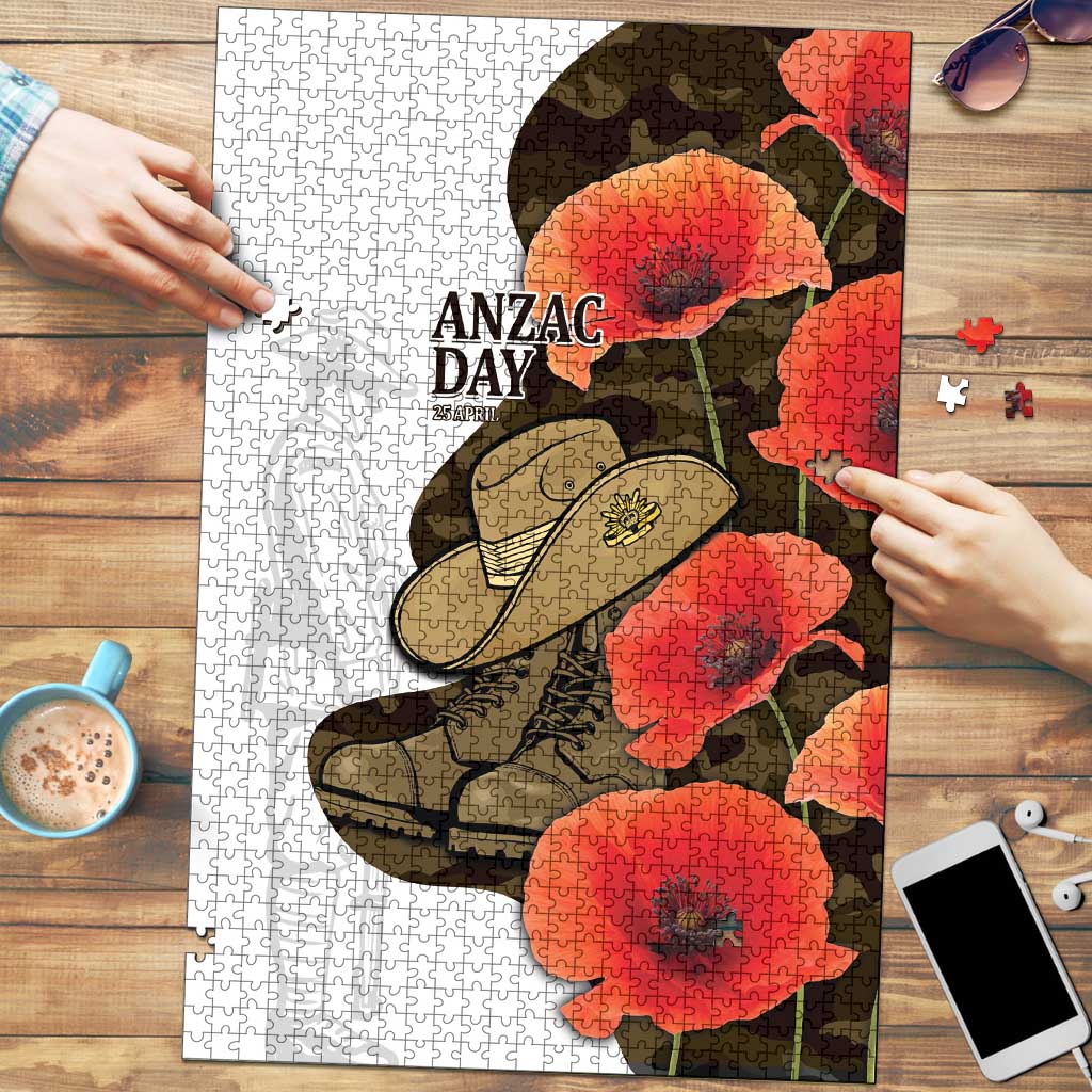Australia ANZAC Day Puzzle Boots And Slouch Hat Lest We Forget - Aussie Hoodie