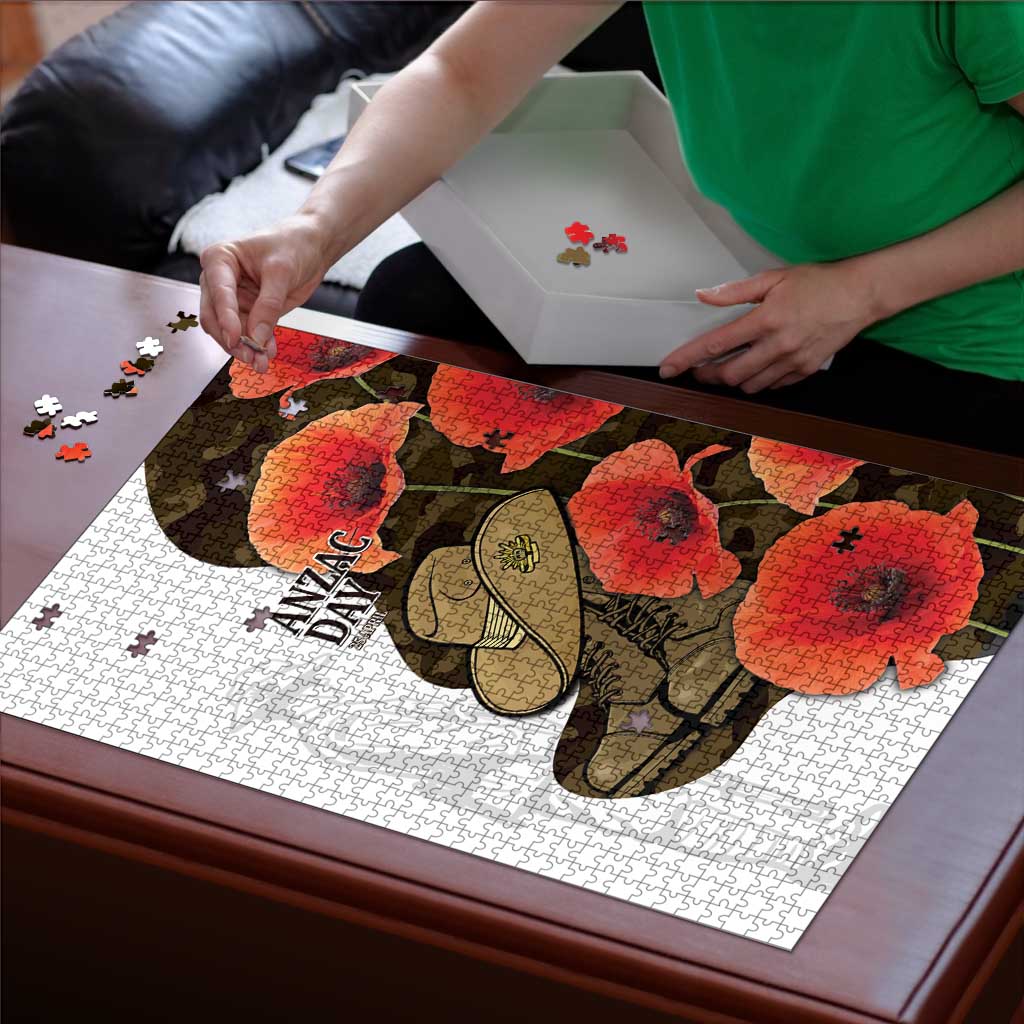 Australia ANZAC Day Puzzle Boots And Slouch Hat Lest We Forget - Aussie Hoodie