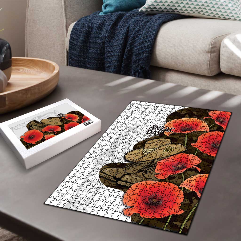 Australia ANZAC Day Puzzle Boots And Slouch Hat Lest We Forget - Aussie Hoodie