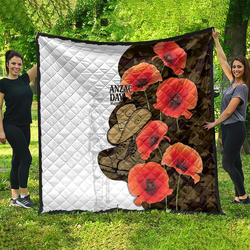 Australia ANZAC Day Quilt Boots And Slouch Hat Lest We Forget - Aussie Hoodie