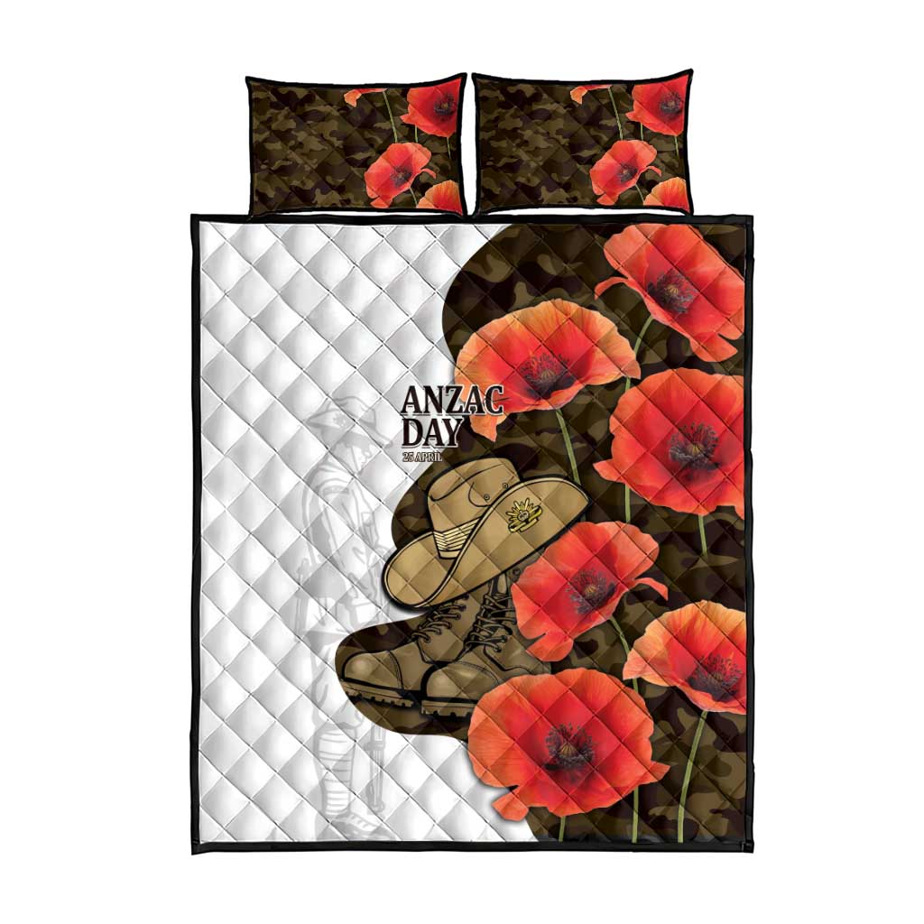 Australia ANZAC Day Quilt Bed Set Boots And Slouch Hat Lest We Forget - Aussie Hoodie