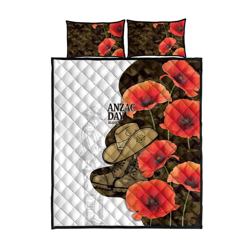 Australia ANZAC Day Quilt Bed Set Boots And Slouch Hat Lest We Forget - Aussie Hoodie